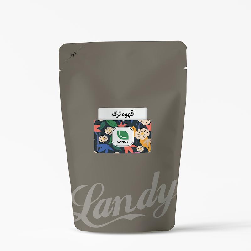 White sachet mockup against white background پودر قهوه ترک